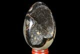 Septarian Dragon Egg Geode - Black Crystals #83188-1